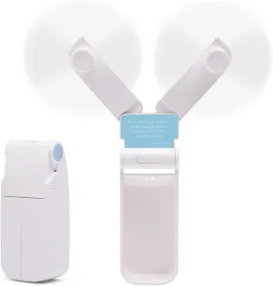 Portable Handheld Fan, Personal Mini Pocket Hand Held Fan USB Rechargeable for Woman Girls Outdoor Travel, Dual Head with 2 Speed Strong Wind (White)