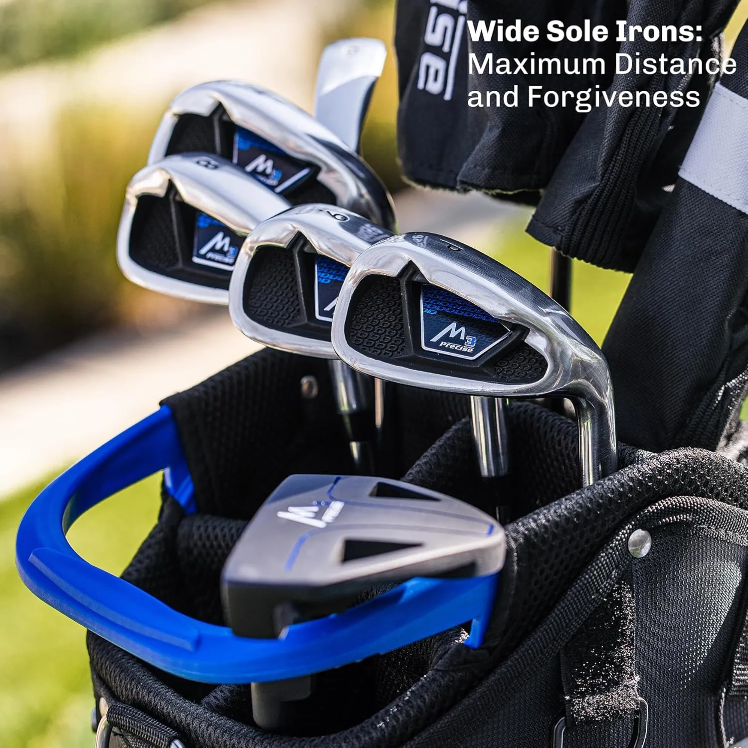 Precise M3 Men's Right-Handed Complete Golf Club Set | Package Includes: 460CC Driver, 3 Wood, 21* Hybrid, 6-9 Irons, Pitching Wedge, Putter, Deluxe Stand Bag, 3 Headcovers | Select Your Size & Color