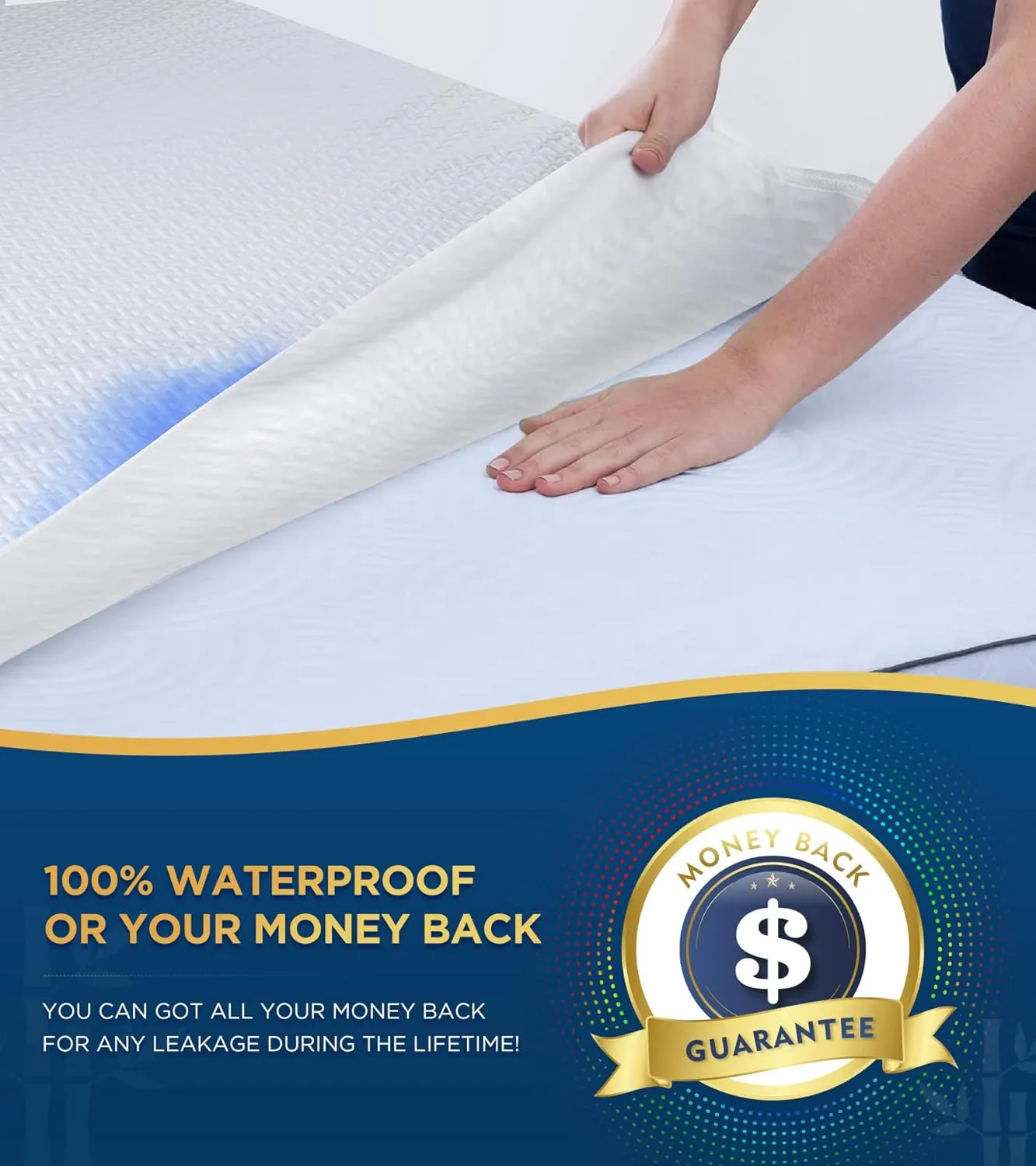Premium 100% Waterproof King Mattress Protector Breathable Cooling 3D Air Fabric Cover Smooth Soft Hypoallergenic Noiseless Bed Cover Machine Washable Vinyl Free, 8-21'' Deep Pocket