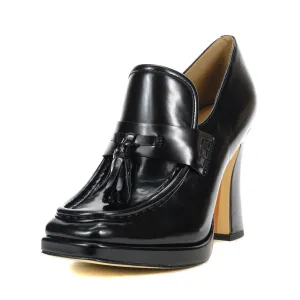 Premium finish Squared Toe Block Slip Sam High Loafers Luxurious On Heeled Edelman Black Heeled Jed