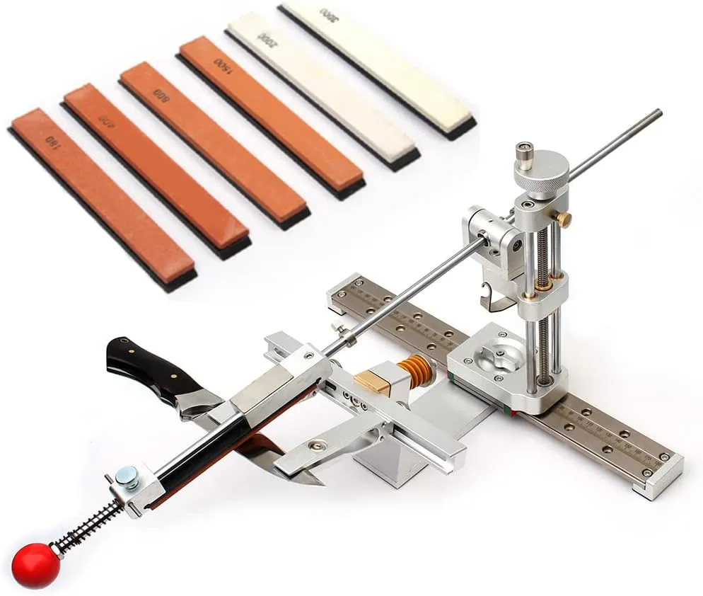 Professional Knife Sharpener with 6 Whetstones,360° Flipping Angle Adjustable Design,Fixed-Angle High Precision Grinder Sharpening with Dual Clamps,072SV