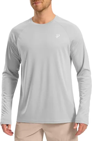 Pudolla Men's Sun Protection Shirts UV SPF UPF 50  Rash Guard Long Sleeve Lightweight Quick Dry Brethable Swimming Fishing