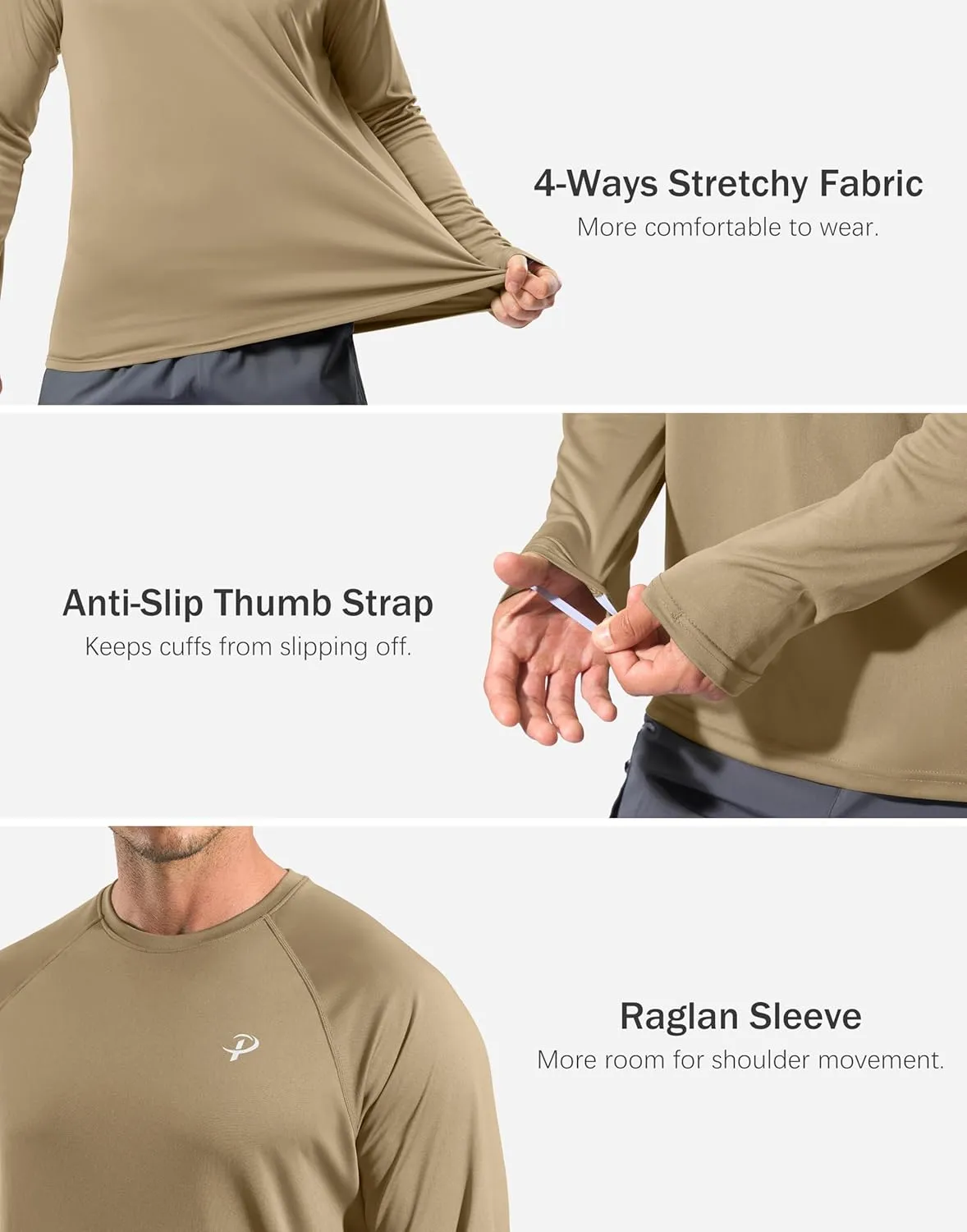 Pudolla Men's Sun Protection Shirts UV SPF UPF 50  Rash Guard Long Sleeve Lightweight Quick Dry Brethable Swimming Fishing
