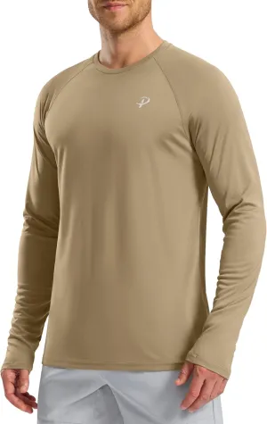 Pudolla Men's Sun Protection Shirts UV SPF UPF 50  Rash Guard Long Sleeve Lightweight Quick Dry Brethable Swimming Fishing