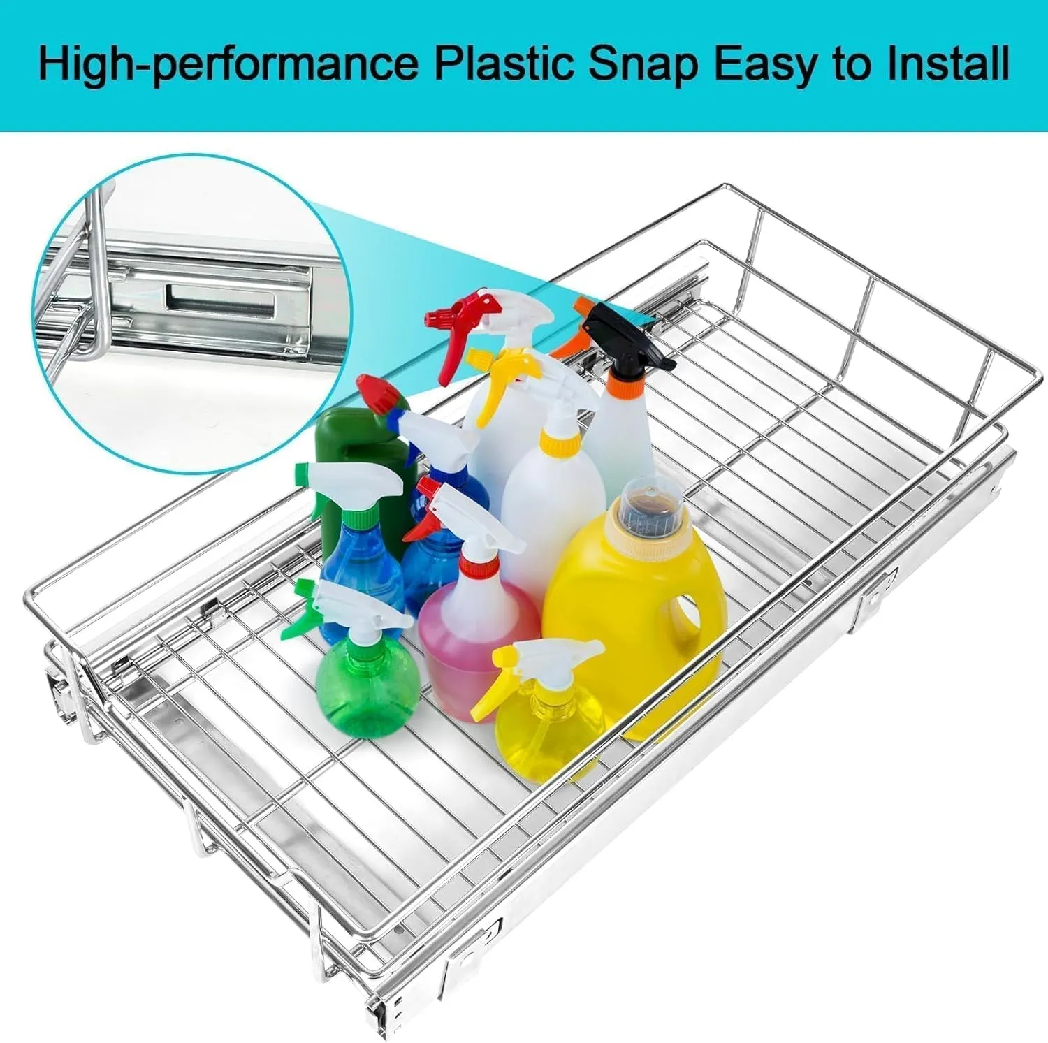 Pull Out Cabinet Organizer 14" W X 22" D, Slide Out Drawers For Kitchen Organizers and Storage, Pull Out Drawers For Cabinets Capacity Heavy Duty Caddy, Cabinet Shelves Chrome-Plated, Bathroom Pantry
