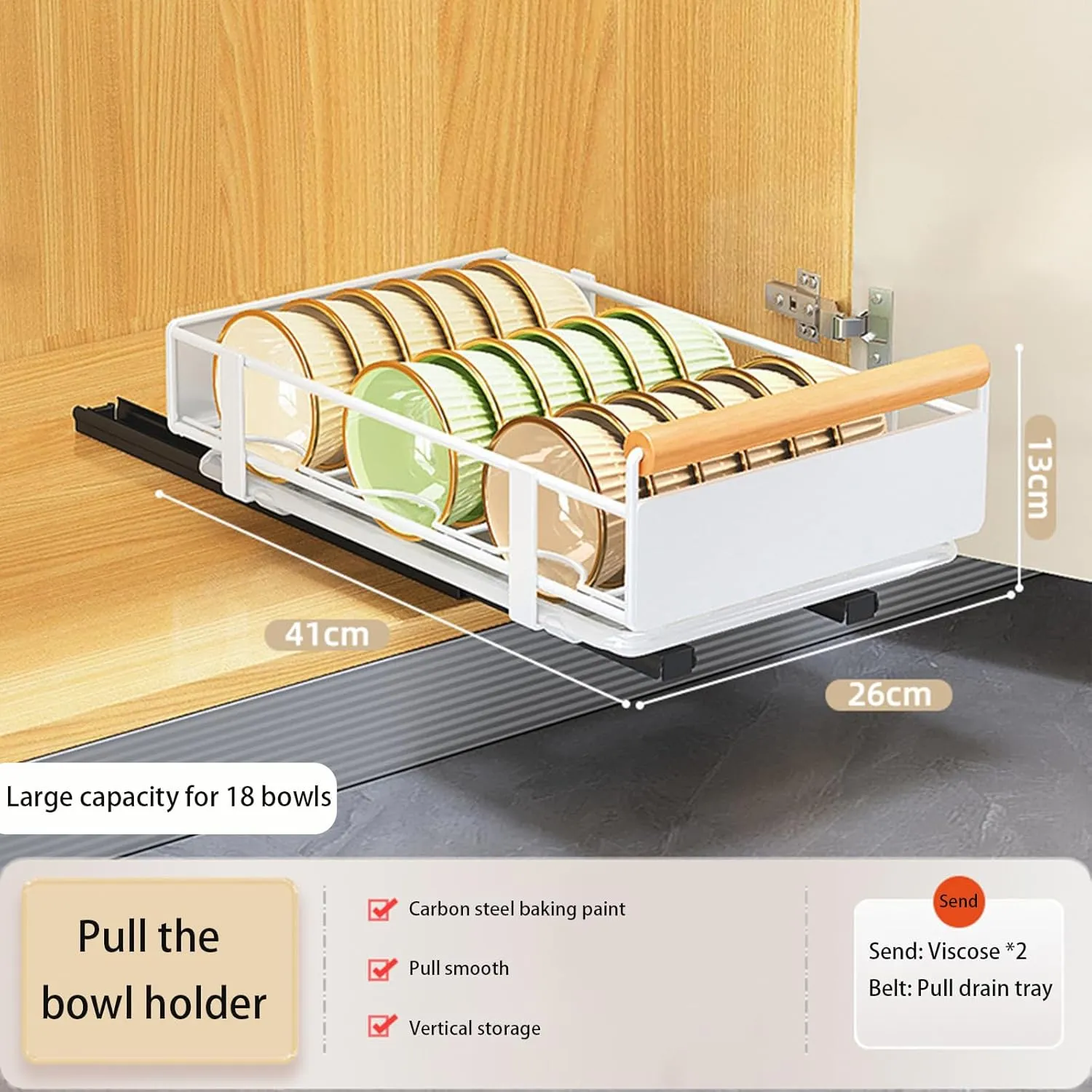 Pull-Out Cabinet Telescopic Drawer, Kitchen Storage Shelf Basket Extendable Drawer for Cabinet Metal Slide Out Organizer for Cupboard