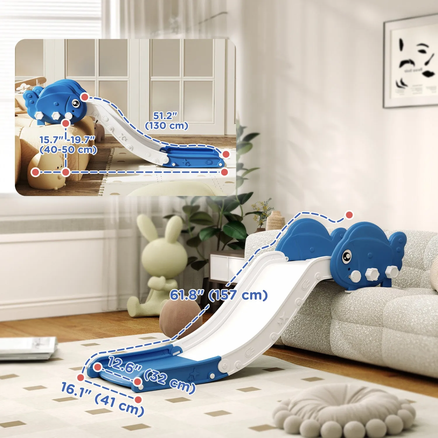 Qaba Couch Slide For Kids, Toddler Slide Can Be Used For Bed, Sofa, Stairs, Easy Assemble & Storage,|Qaba Toboggan De Canape Pour Enfants Pouvant Etre Utilise Pour Le Lit, Le Canape, Facile A Assembler