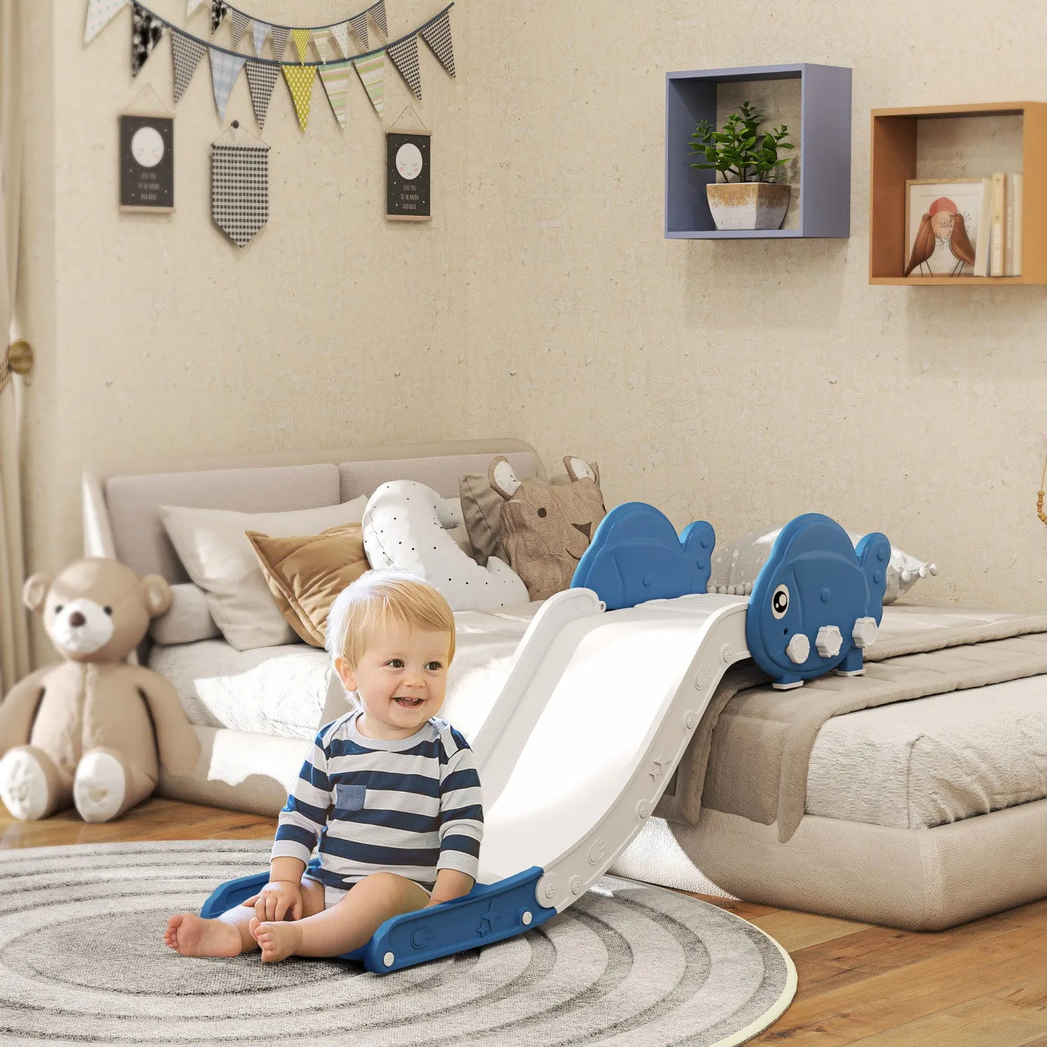 Qaba Couch Slide For Kids, Toddler Slide Can Be Used For Bed, Sofa, Stairs, Easy Assemble & Storage,|Qaba Toboggan De Canape Pour Enfants Pouvant Etre Utilise Pour Le Lit, Le Canape, Facile A Assembler