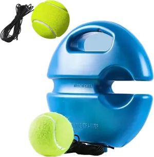 Q&F Tech Tennis Trainer Rebound Ball Set/Kit, Solo Tennis Practice Reaction Ball, Portable Tennis Rebound Kit for Self-Practice, 1 Training Base and 2 String Balls for Beginners/Adults - 1base 2balls