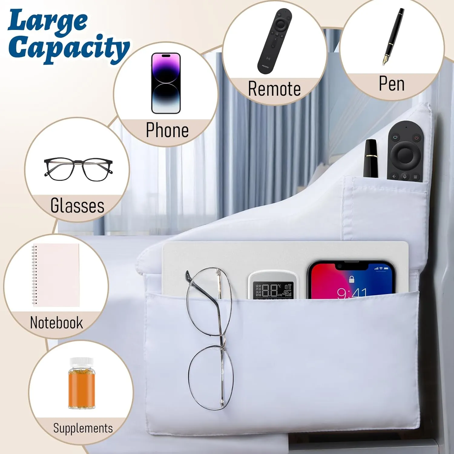 Queen Size Bed Wedge Pillow for Headboard, Wedge Gap Filler for Better Sleep Height, Triangle Pillow Wedge Filling for 0-5" Headboard Gap(60"x10"x6") White