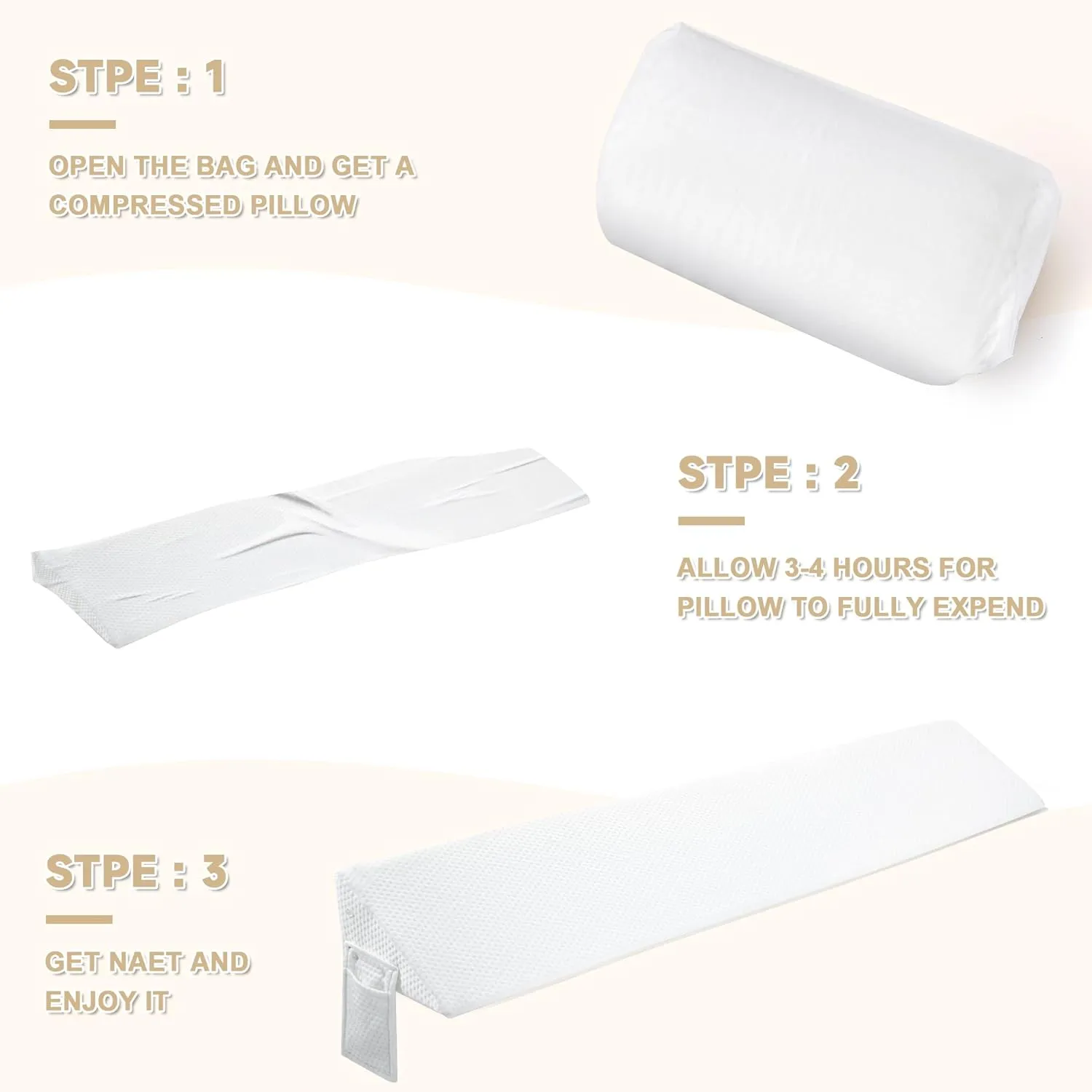 Queen Size(60"x6"x10") Bed Wedge Pillow for Headboard, Mattress Gap Filler(0-8"), Bed Wedge for Gap Between Your Headboard and Mattress White