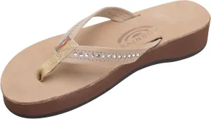 Rainbow Sandals Women's Four Layer Leather Wedge - 3/4" Strap w/Swarovski® Crystals