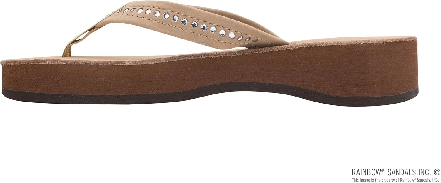Rainbow Sandals Women's Four Layer Leather Wedge - 3/4" Strap w/Swarovski® Crystals