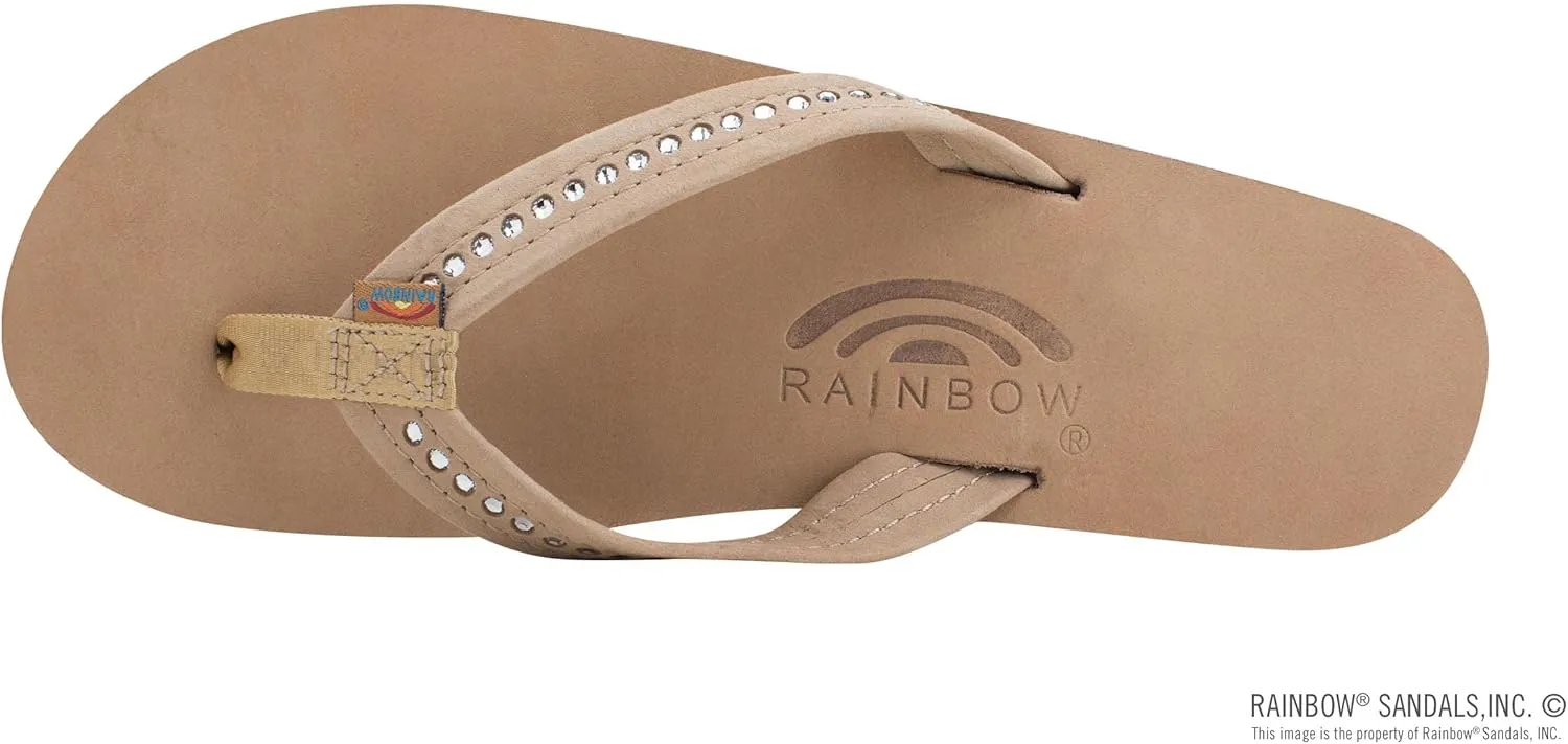 Rainbow Sandals Women's Four Layer Leather Wedge - 3/4" Strap w/Swarovski® Crystals