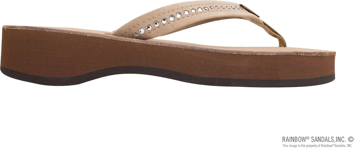 Rainbow Sandals Women's Four Layer Leather Wedge - 3/4" Strap w/Swarovski® Crystals