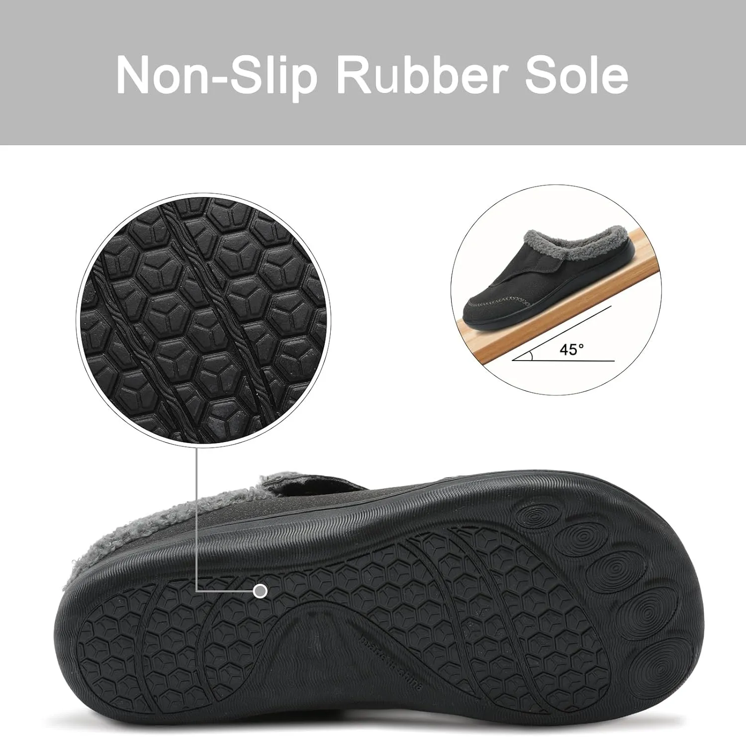 relxfeet Mens Slippers Adjustable Diabetic Shoes Wide Toe Box House Slippers Indoor Outdoor Slip On Warm Clogs for Swollen Feet
