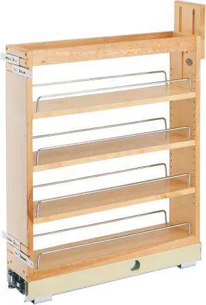 Rev-A-Shelf 5" Pullout Shelf Organizer for Kitchen and Bathroom Base Cabinets, Wooden Slide Out Spice/Medicine Rack with Soft-Close, 448-BCBBSC-5C
