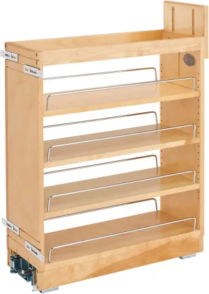 Rev-A-Shelf 8" Pullout Shelf Organizer for Kitchen and Bathroom Base Cabinets, Wooden Slide Out Spice/Medicine Rack with Soft-Close, 448-BCBBSC-8C