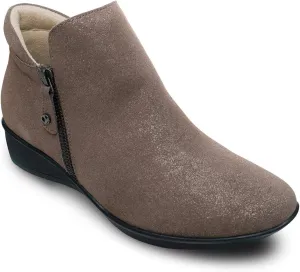 Revere Damascus Leather Bootie – Asymmetrical Zip Detail, Demi-Wedge Outsole, Slip-Resistant, Removable Comfort Footbed, Forefoot Cushion Zone with Arch Support