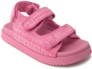 RF ROOM OF FASHION Women's Hook and Loop Double Strap Slingback Comfy Footbed Slide Sandals