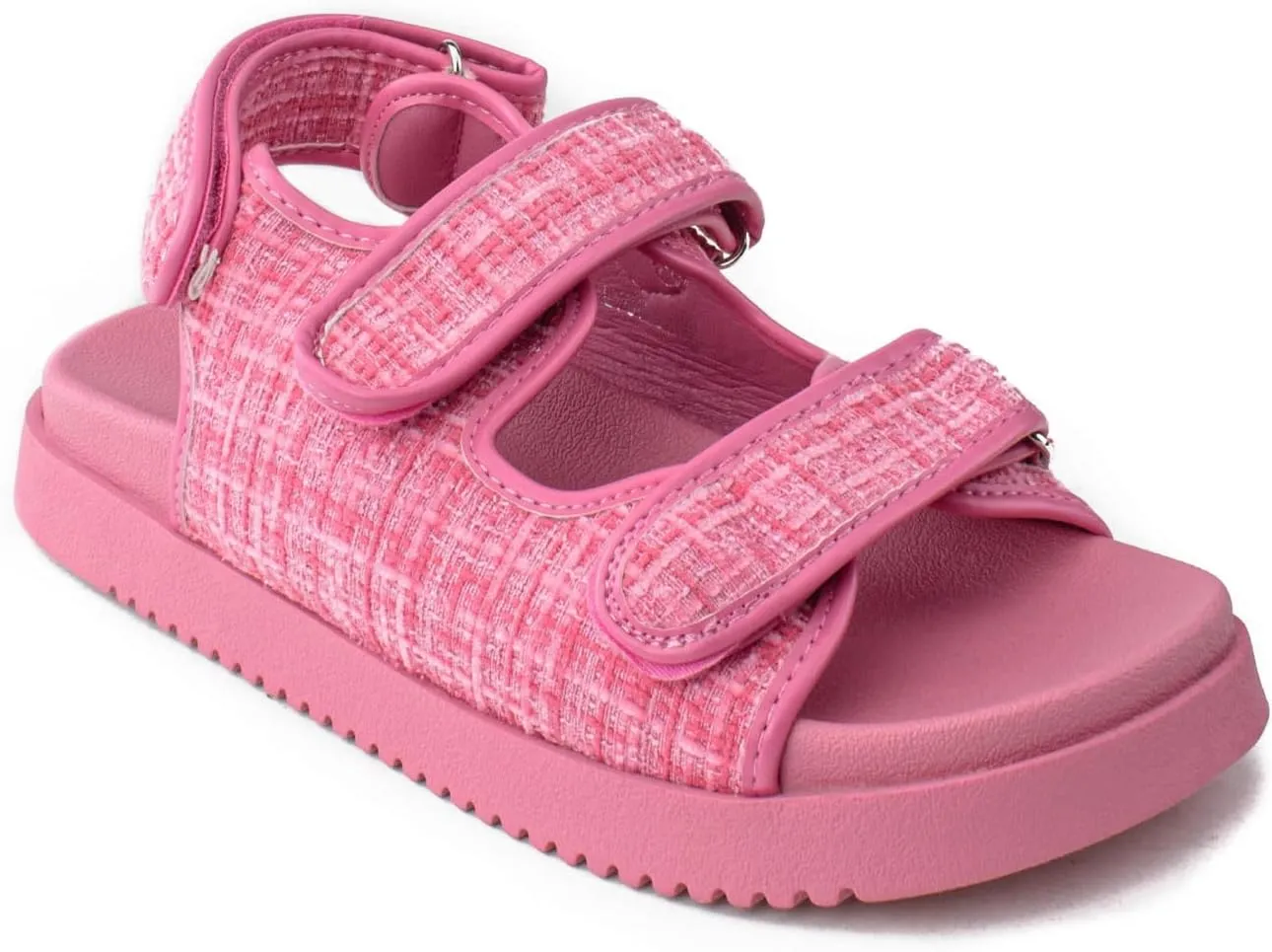 RF ROOM OF FASHION Women's Hook and Loop Double Strap Slingback Comfy Footbed Slide Sandals
