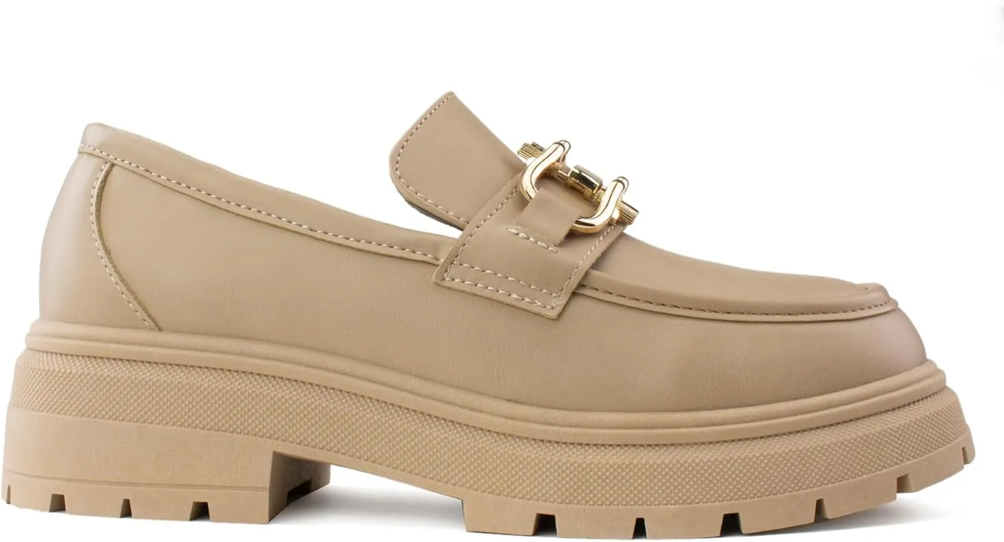 RF ROOM OF FASHION Women's Lug Sole Platform Loafer Shoes