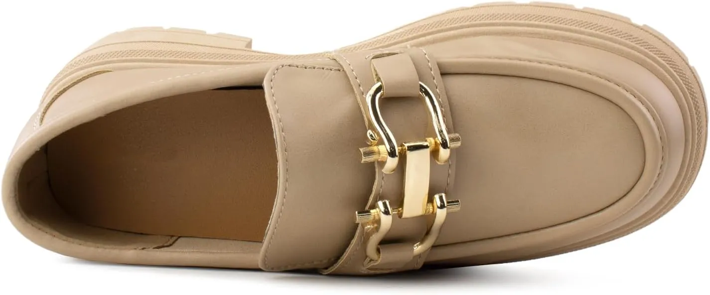RF ROOM OF FASHION Women's Lug Sole Platform Loafer Shoes