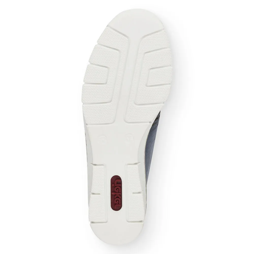 RIEKER - 53792-14 LOW WEDGE SLIP-ON COMFORT SHOE - BLUE