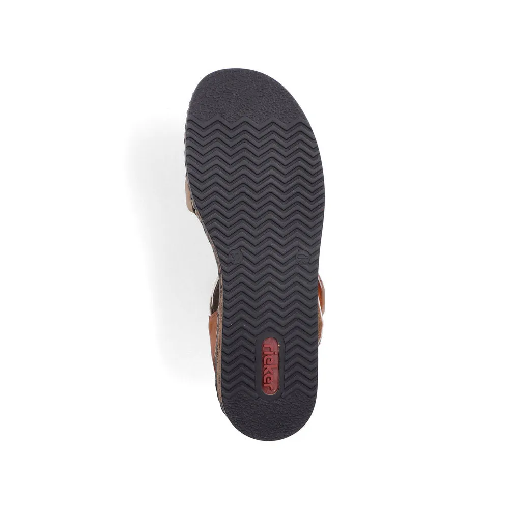 RIEKER - 62964-90 VELCRO STRAP COMFORT SANDAL - TAUPE COMBI