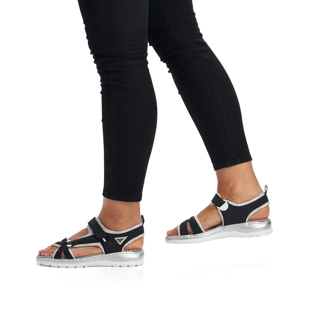 RIEKER - 66980-14 FLAT VELCRO STRAP COMFORT SANDAL - NAVY