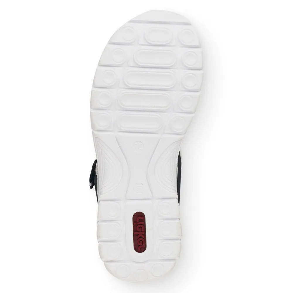 RIEKER - 66980-14 FLAT VELCRO STRAP COMFORT SANDAL - NAVY