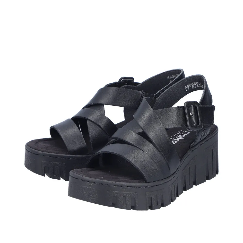 Rieker 68063-00 Black Sandals