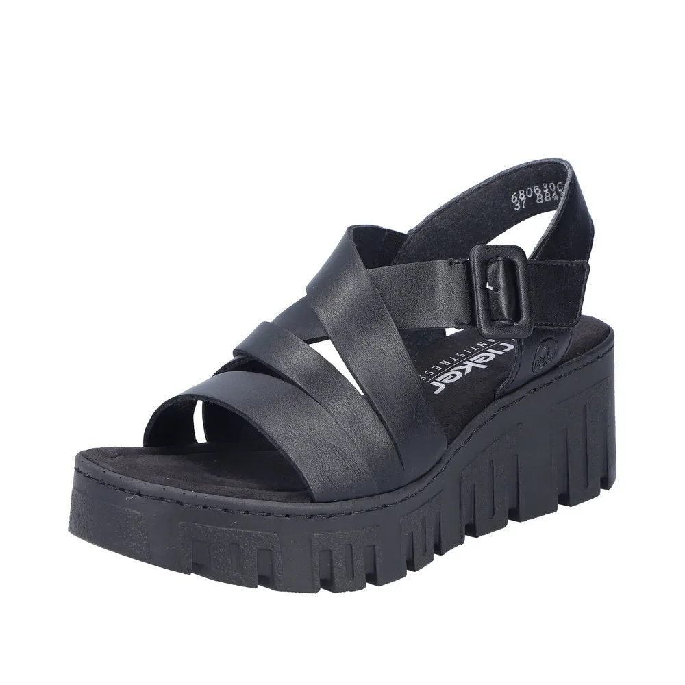 Rieker 68063-00 Black Sandals