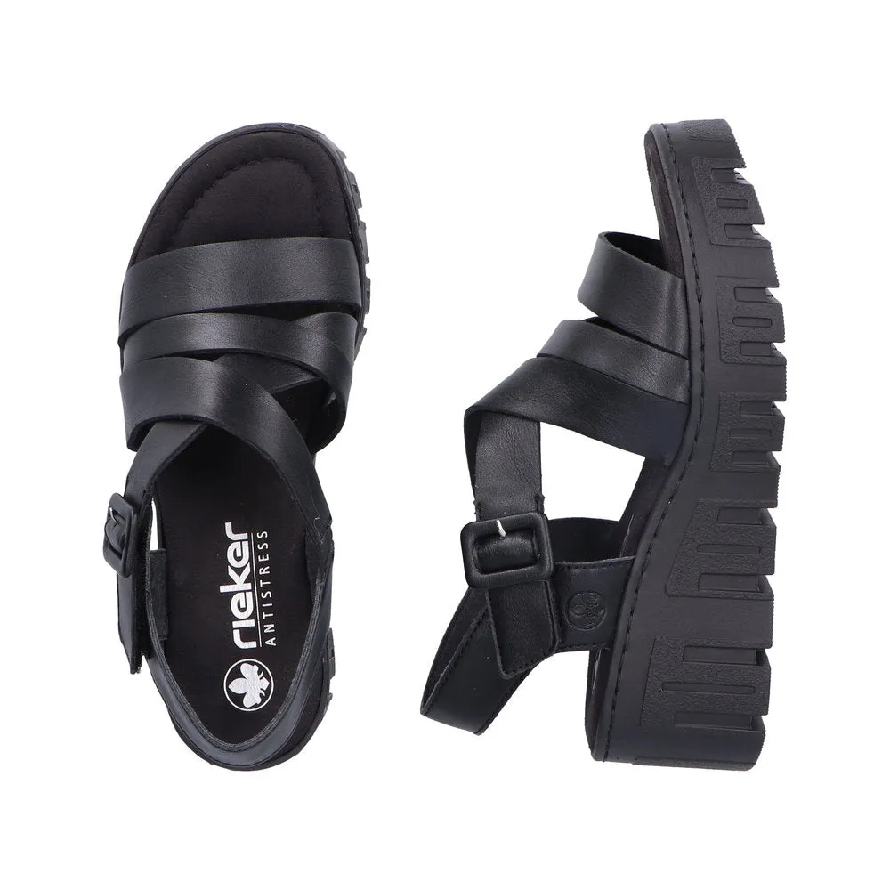 Rieker 68063-00 Black Sandals