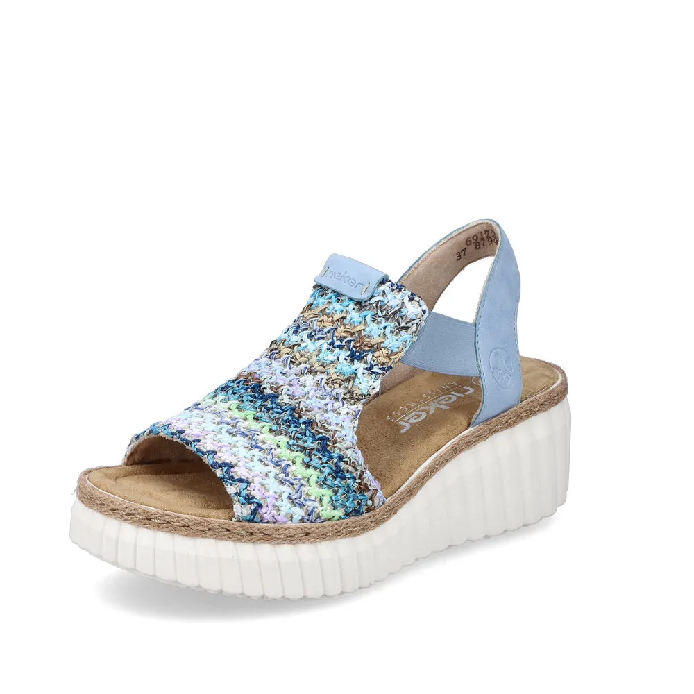 Rieker Blue Multi/Aqua Women's Rose Sandals 69172-91
