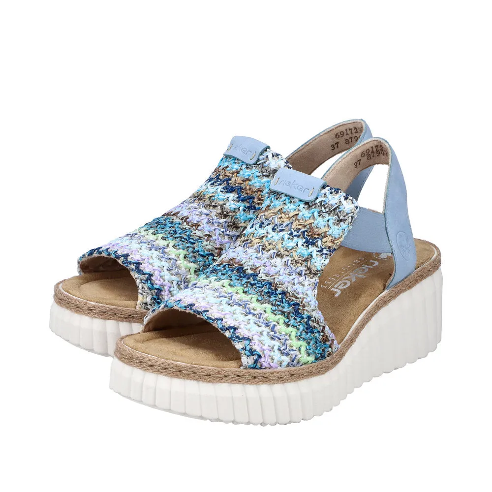 Rieker Blue Multi/Aqua Women's Rose Sandals 69172-91
