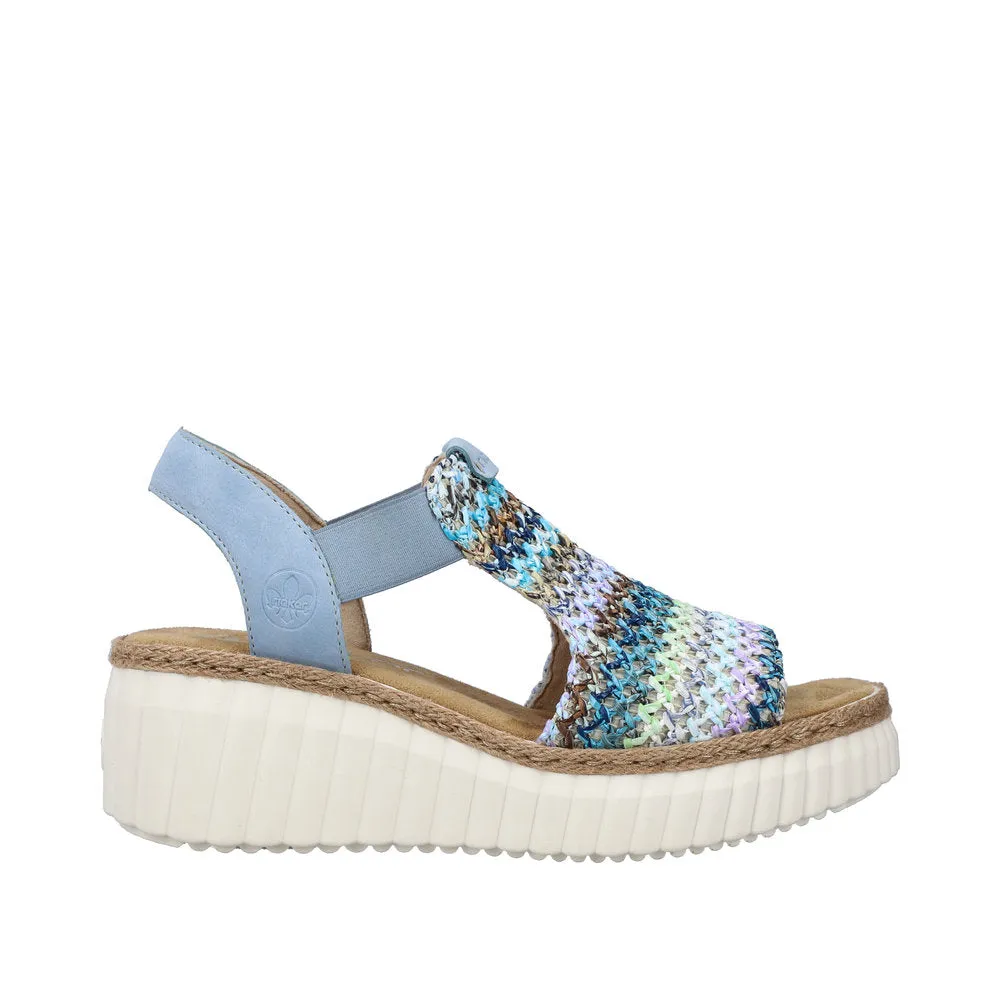Rieker Blue Multi/Aqua Women's Rose Sandals 69172-91
