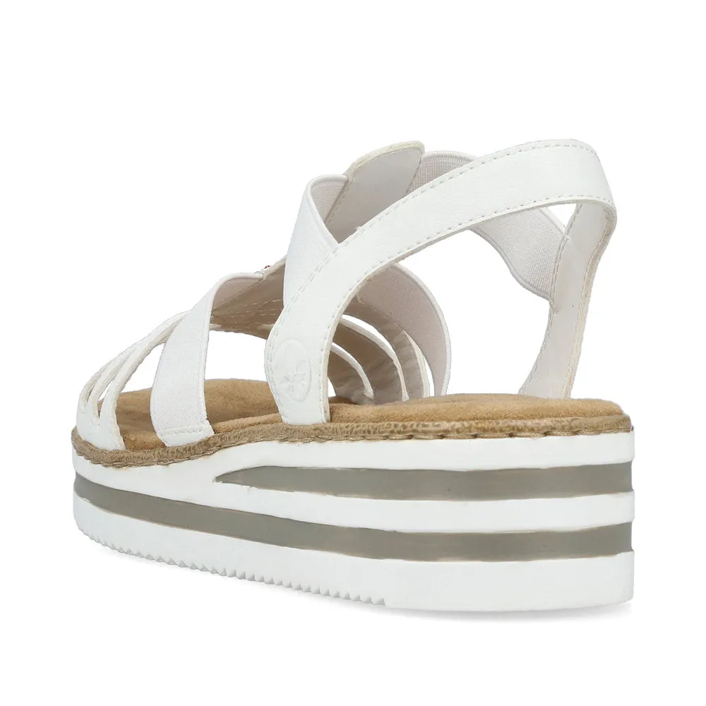 RIEKER - V0240-80 LOW WEDGE SANDAL - WHITE