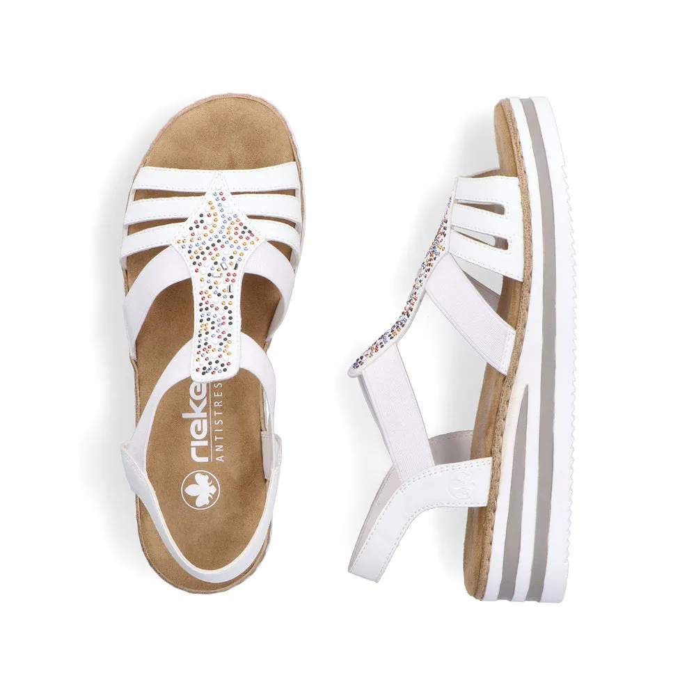 RIEKER - V0240-80 LOW WEDGE SANDAL - WHITE