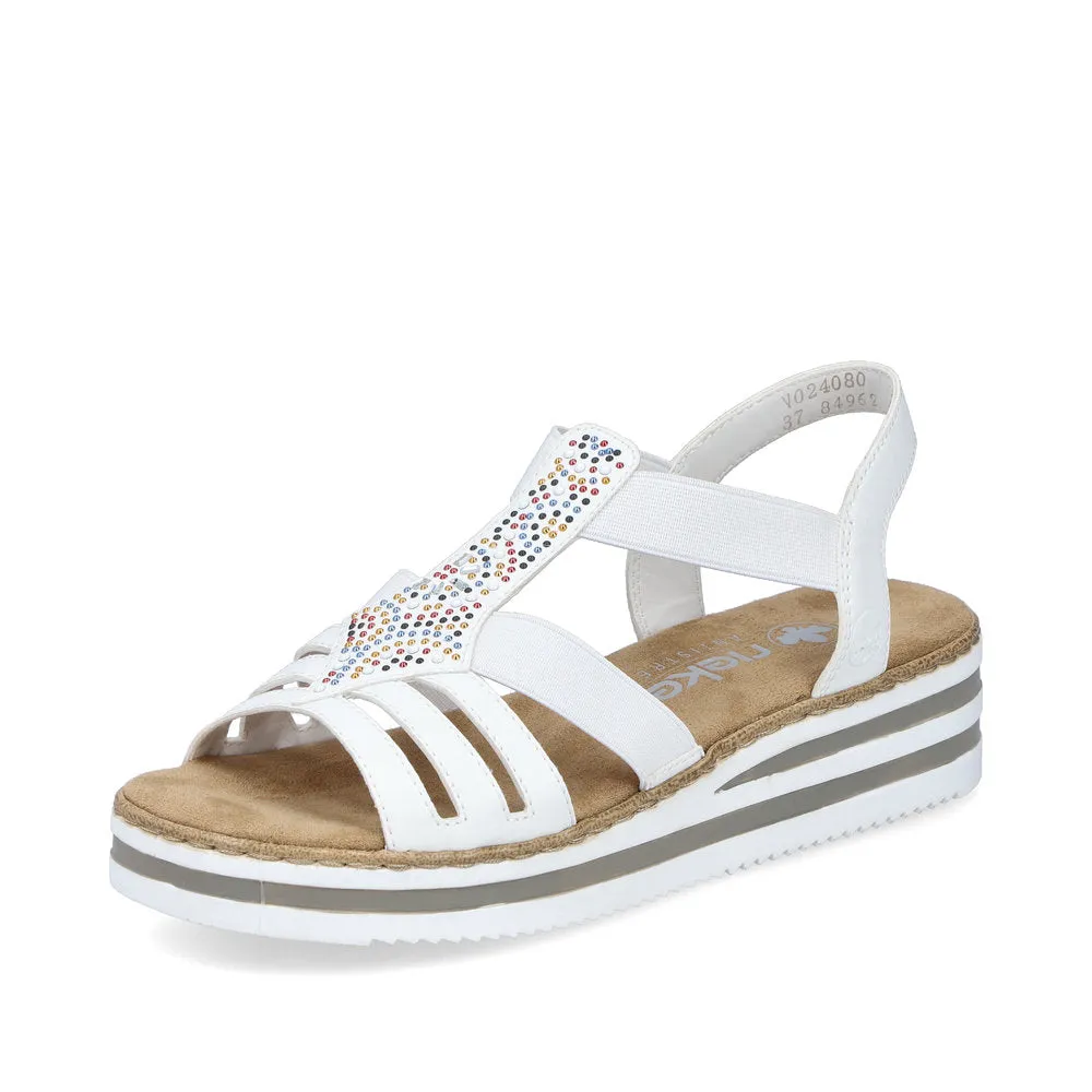 RIEKER - V0240-80 LOW WEDGE SANDAL - WHITE