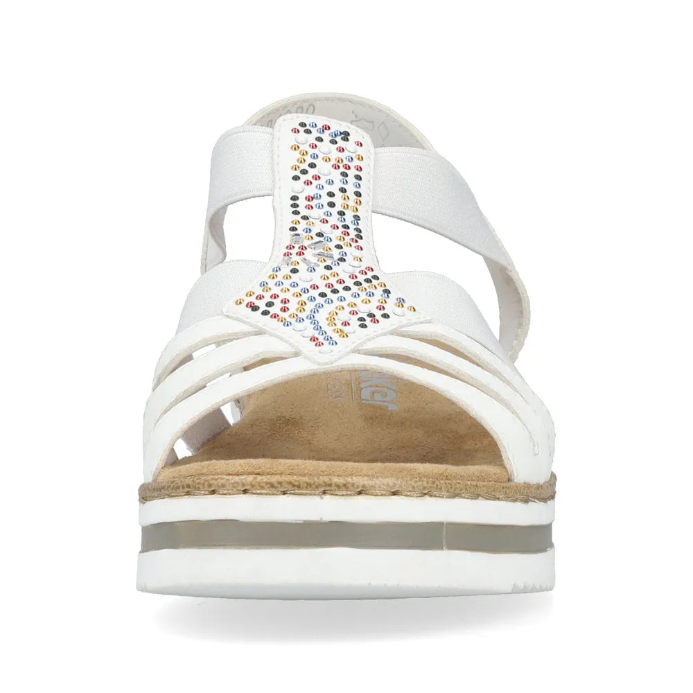 RIEKER - V0240-80 LOW WEDGE SANDAL - WHITE