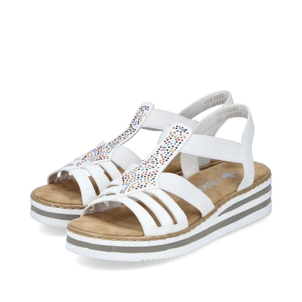 RIEKER - V0240-80 LOW WEDGE SANDAL - WHITE