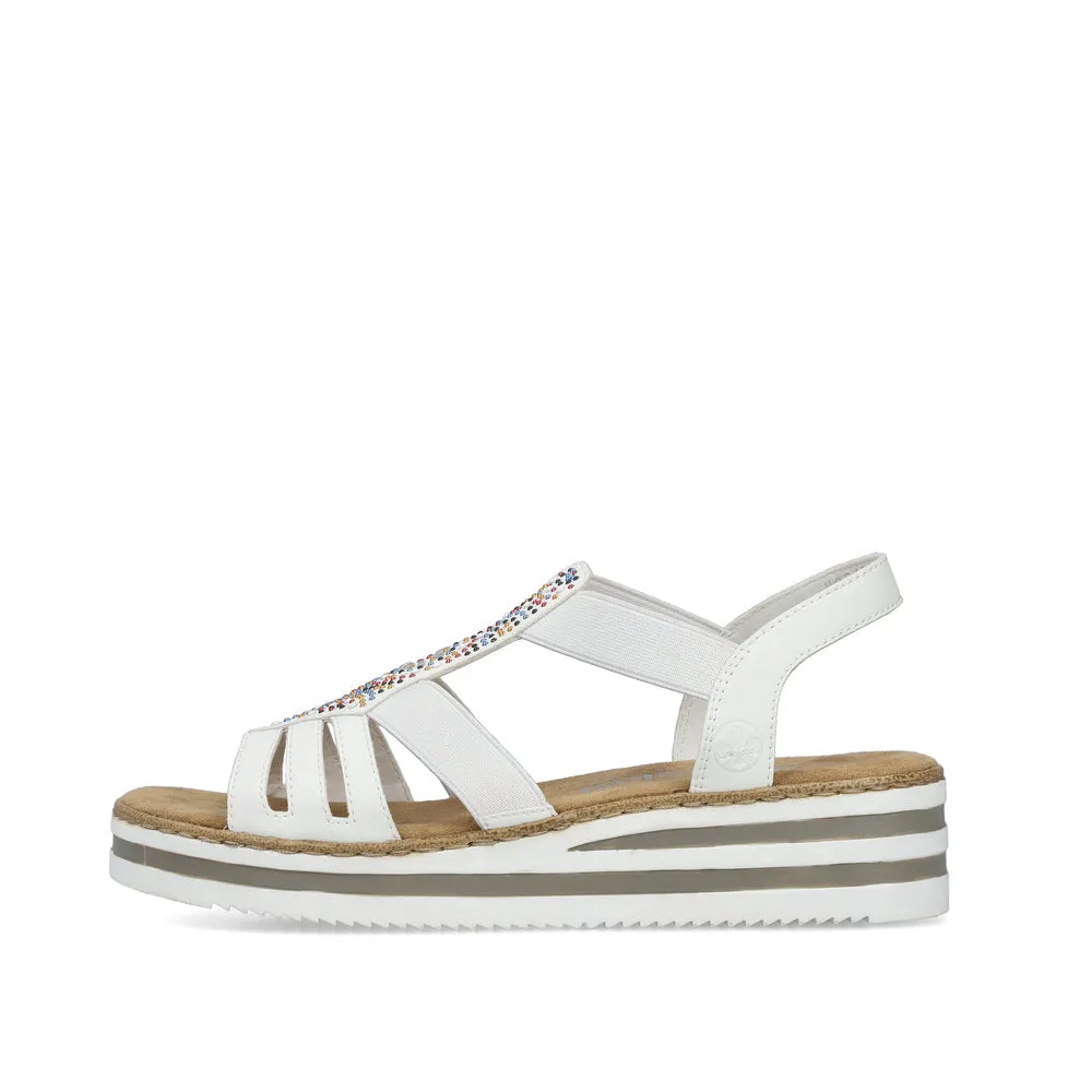 RIEKER - V0240-80 LOW WEDGE SANDAL - WHITE