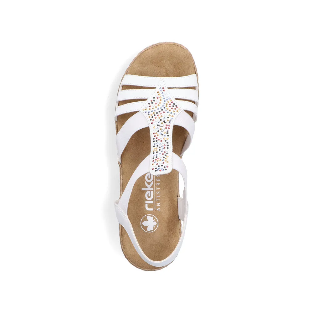 RIEKER - V0240-80 LOW WEDGE SANDAL - WHITE