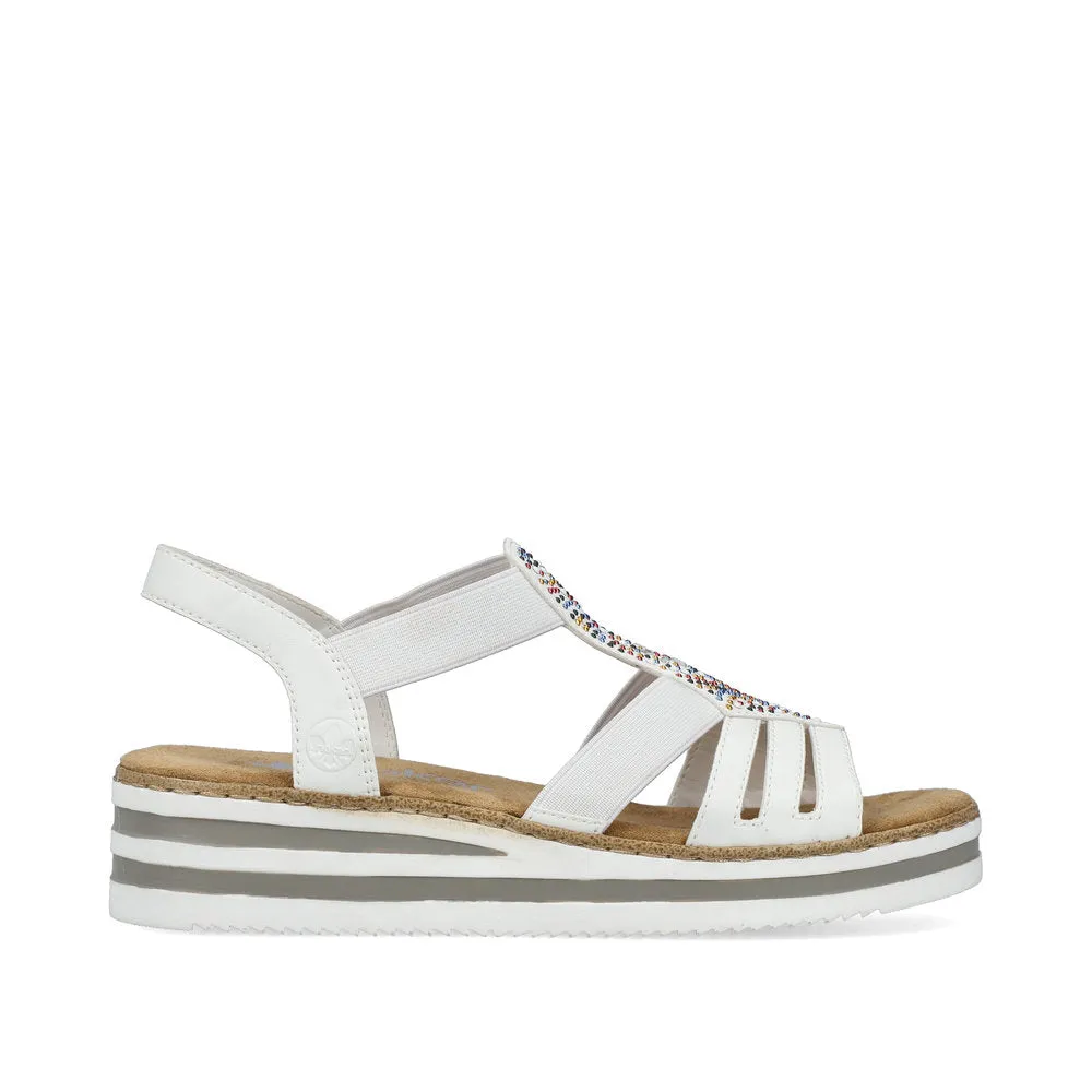 RIEKER - V0240-80 LOW WEDGE SANDAL - WHITE