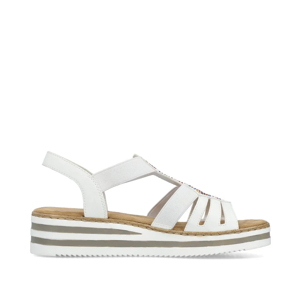 RIEKER - V0240-80 LOW WEDGE SANDAL - WHITE