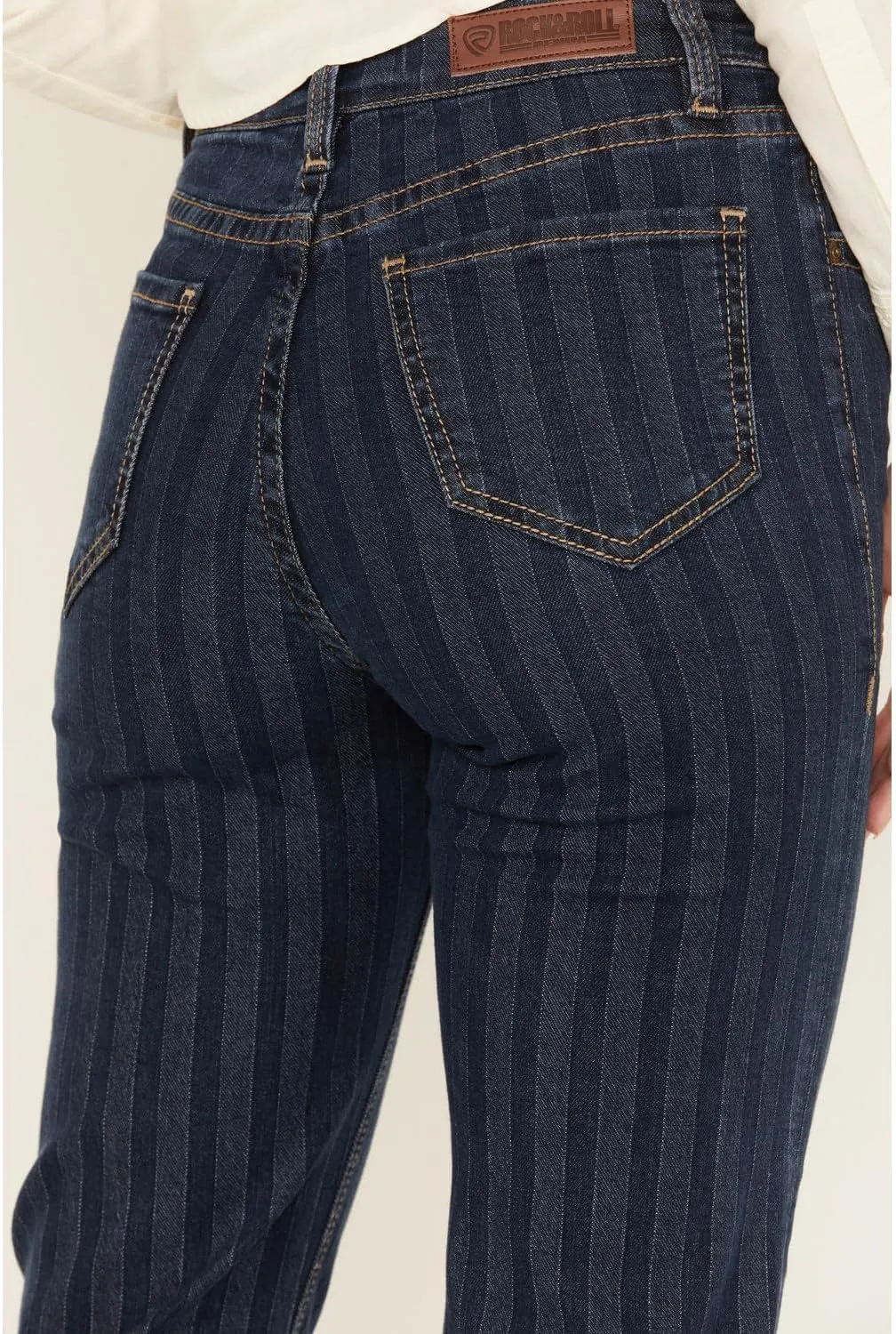 Rock & Roll Cowgirl High Rise Jacquard Striped Boot Cut Jean