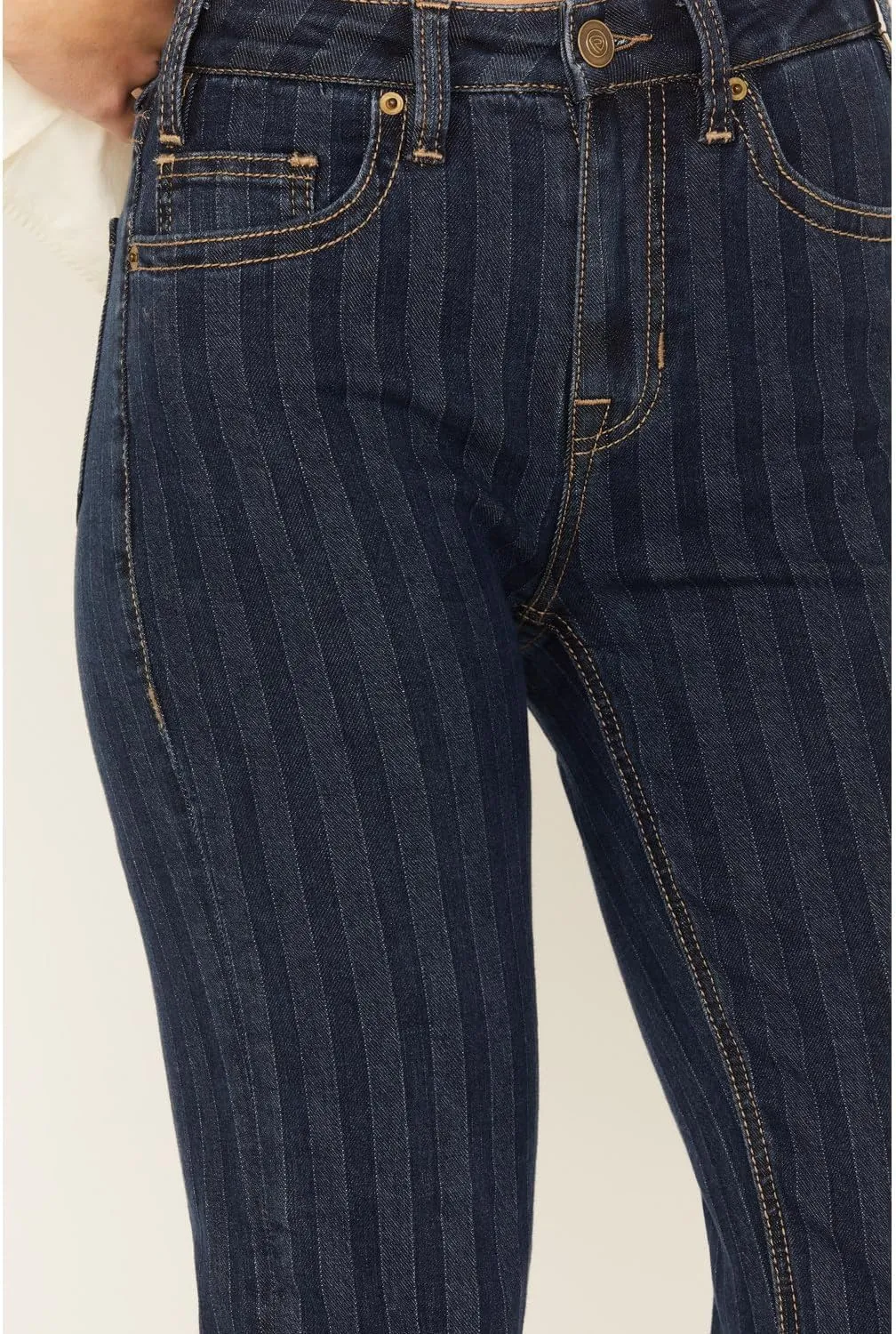 Rock & Roll Cowgirl High Rise Jacquard Striped Boot Cut Jean