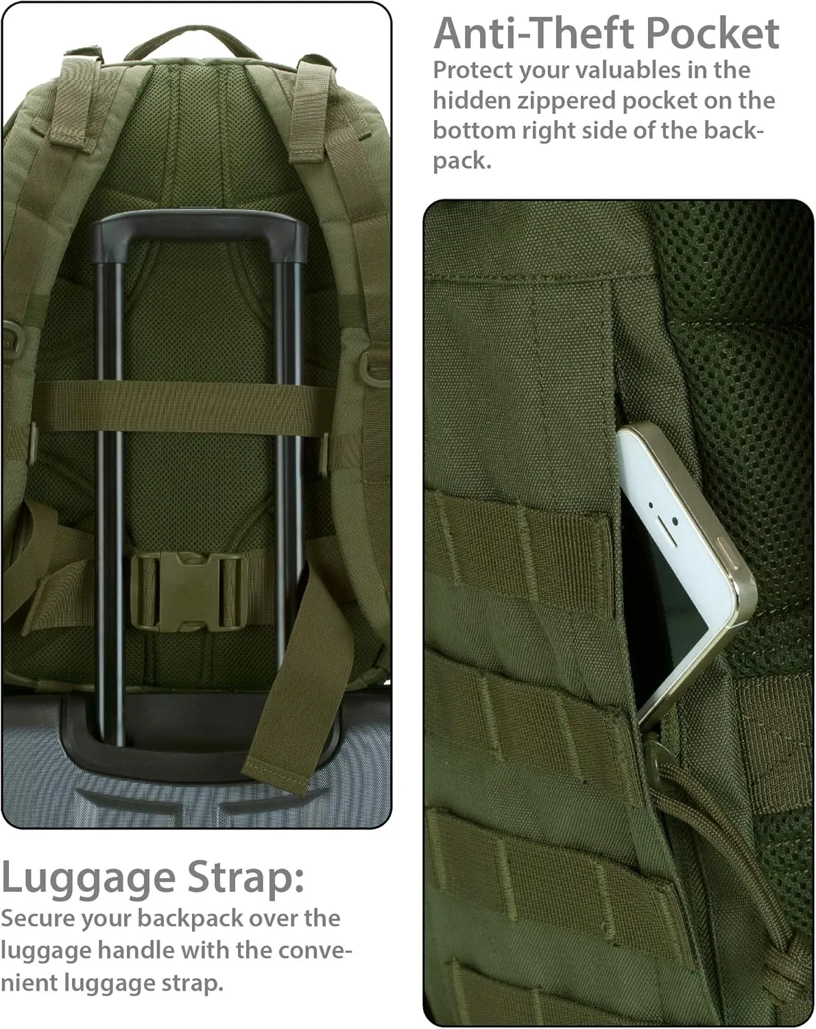 Rockland Military Tactical Laptop Backpack, Green, Large