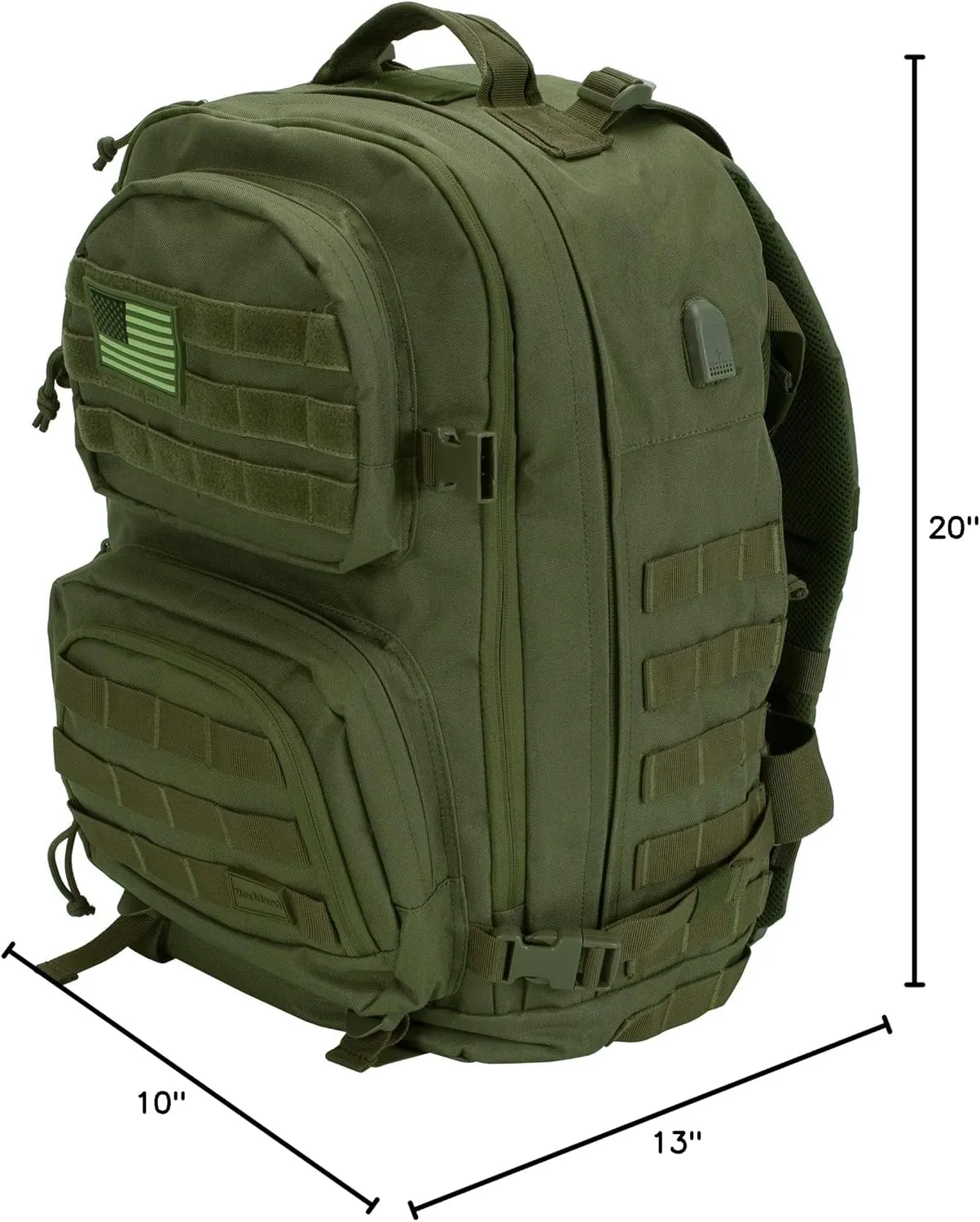 Rockland Military Tactical Laptop Backpack, Green, Large